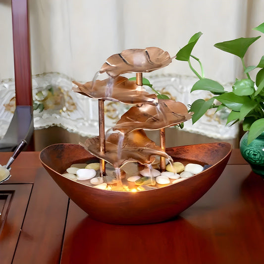 IronLeaf Tabletop Fountain Vintage LED Water Feature for Home and Office