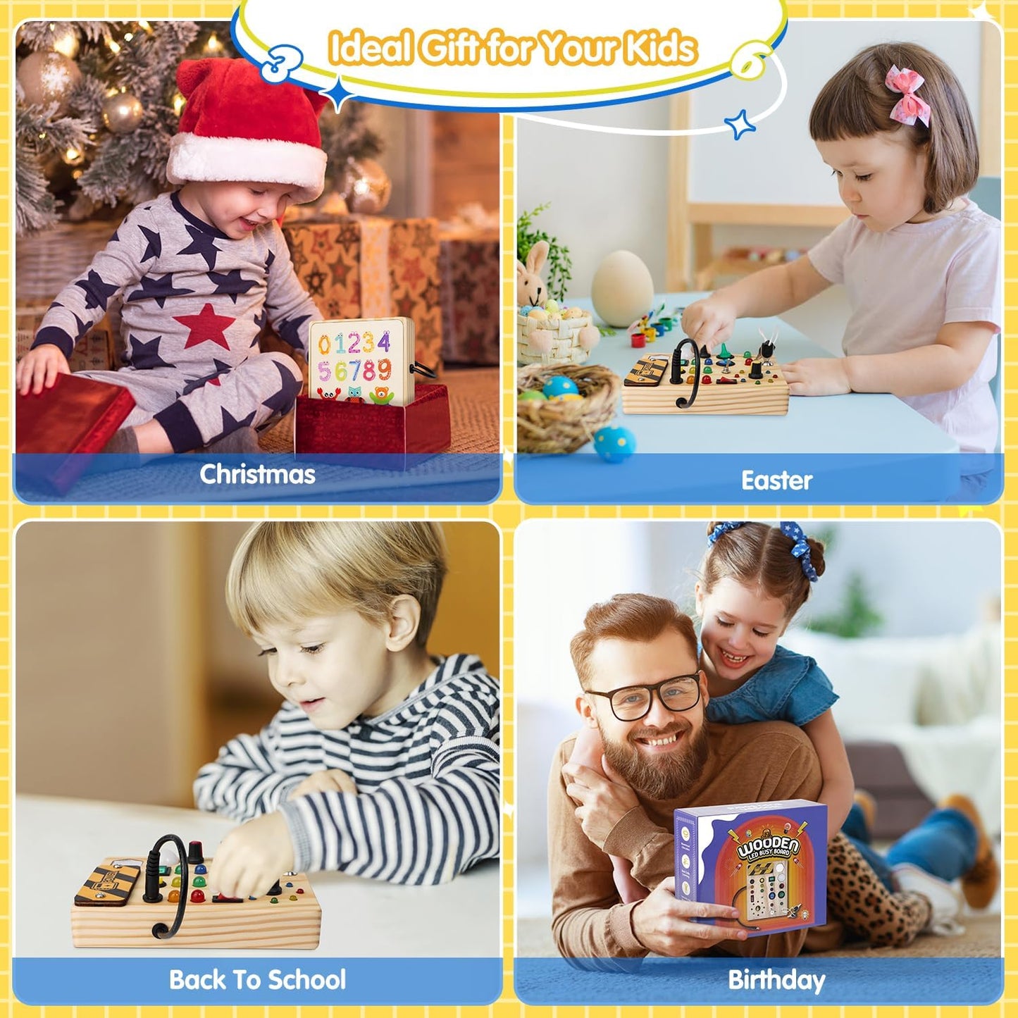Montessori Toddler Busy Board Light Up Learning Toy for Ages 1 to 6