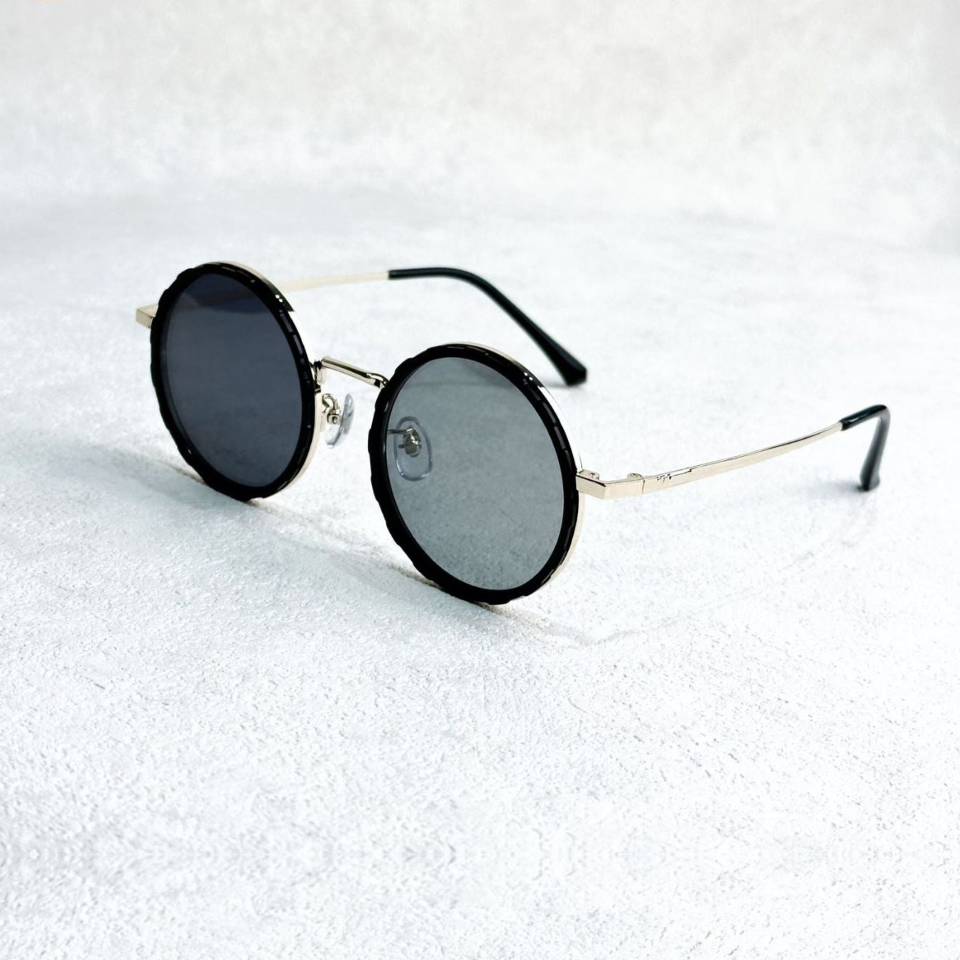 Unisex Polarized Round Sunglasses with Adjustable Light Filter and Metal Frame