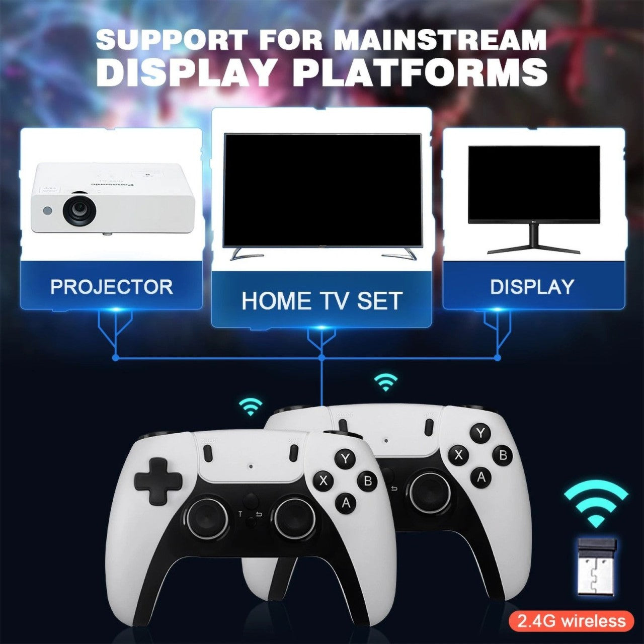 Wireless Retro Gaming Console with 4K HDMI and Dual Controllers