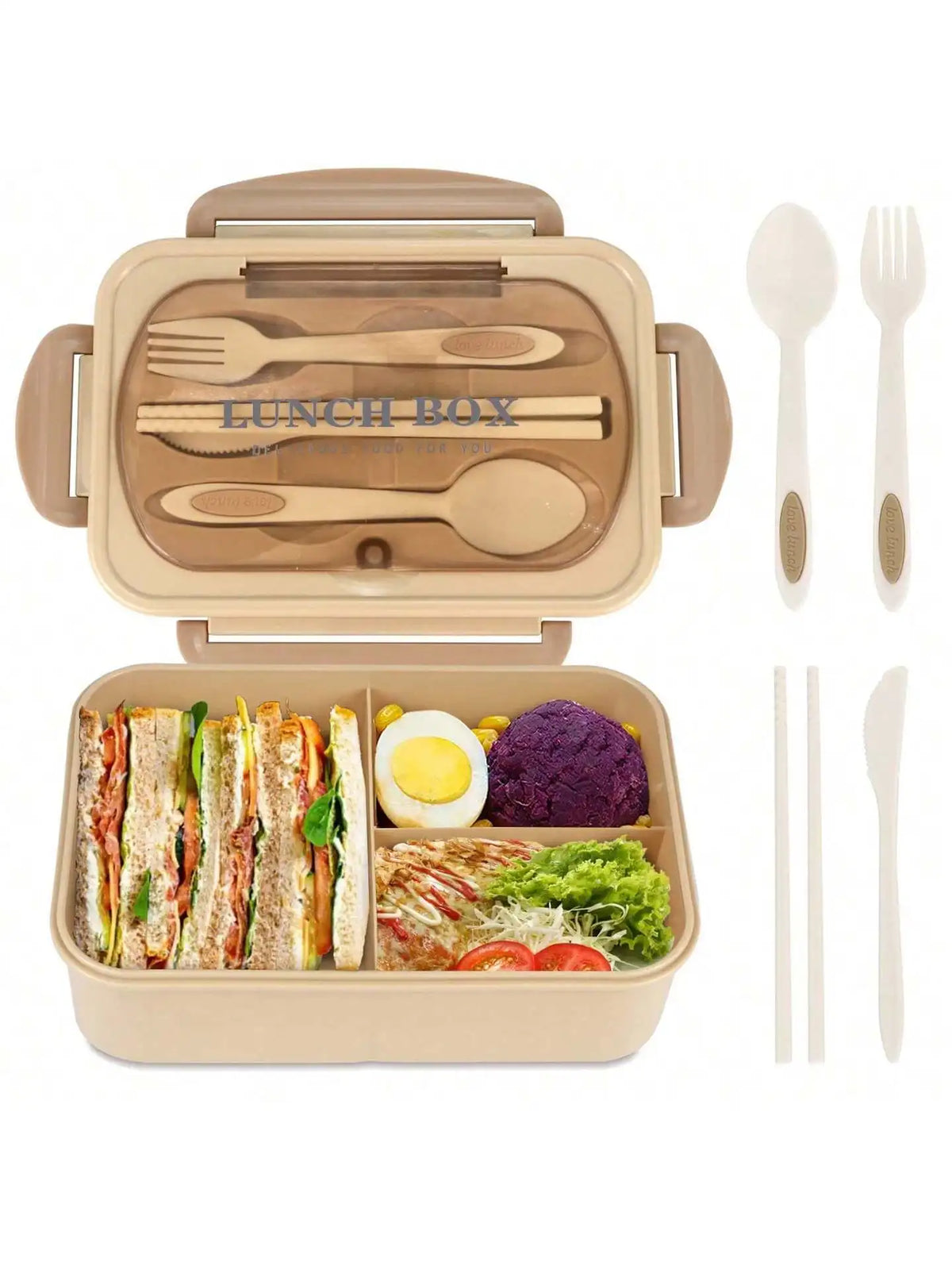 1200 ml Bento Lunch Box with 4 Compartments and Utensils