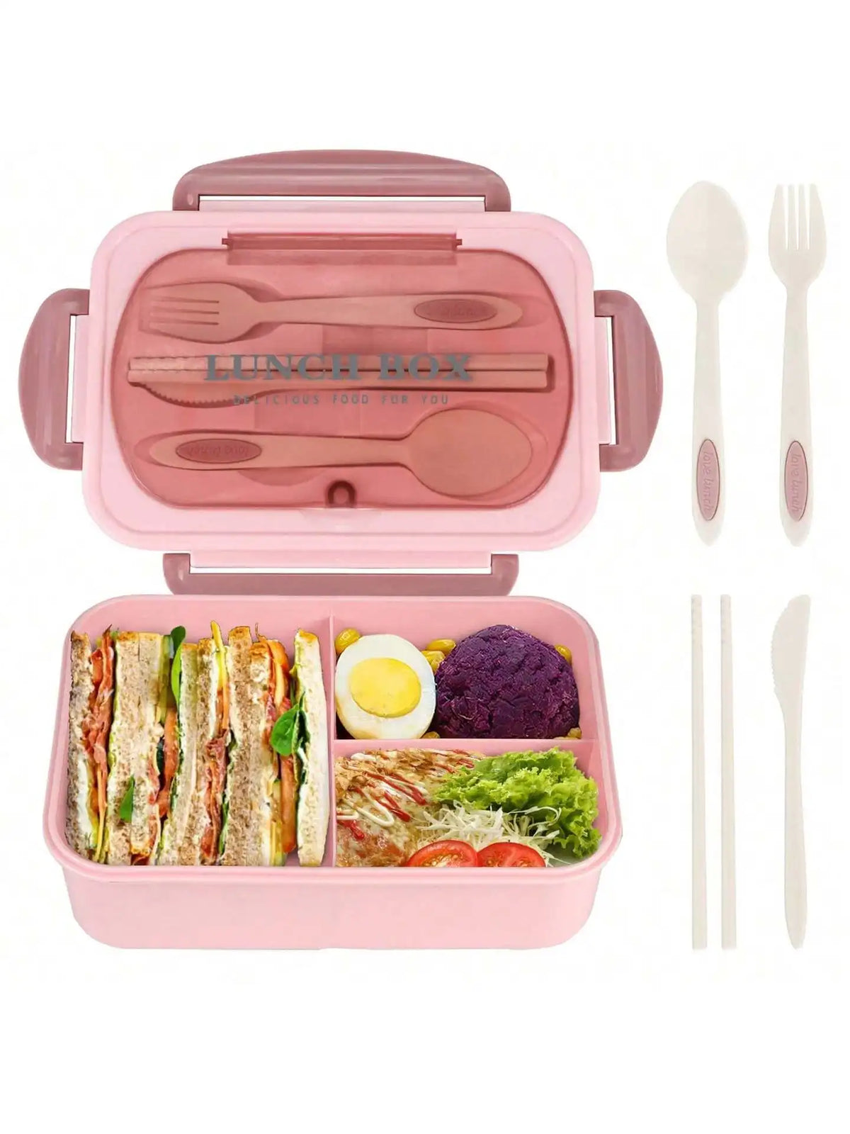 1200 ml Bento Lunch Box with 4 Compartments and Utensils