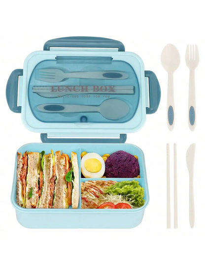 1200 ml Bento Lunch Box with 4 Compartments and Utensils