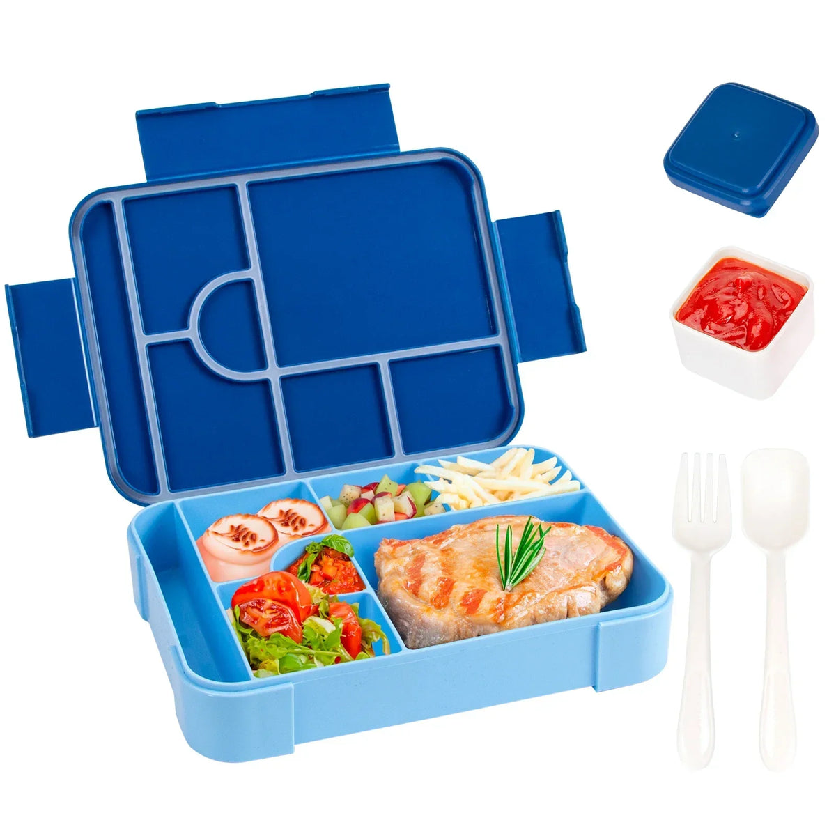 1330ml Large Compartment Bento Lunch Box with Cutlery