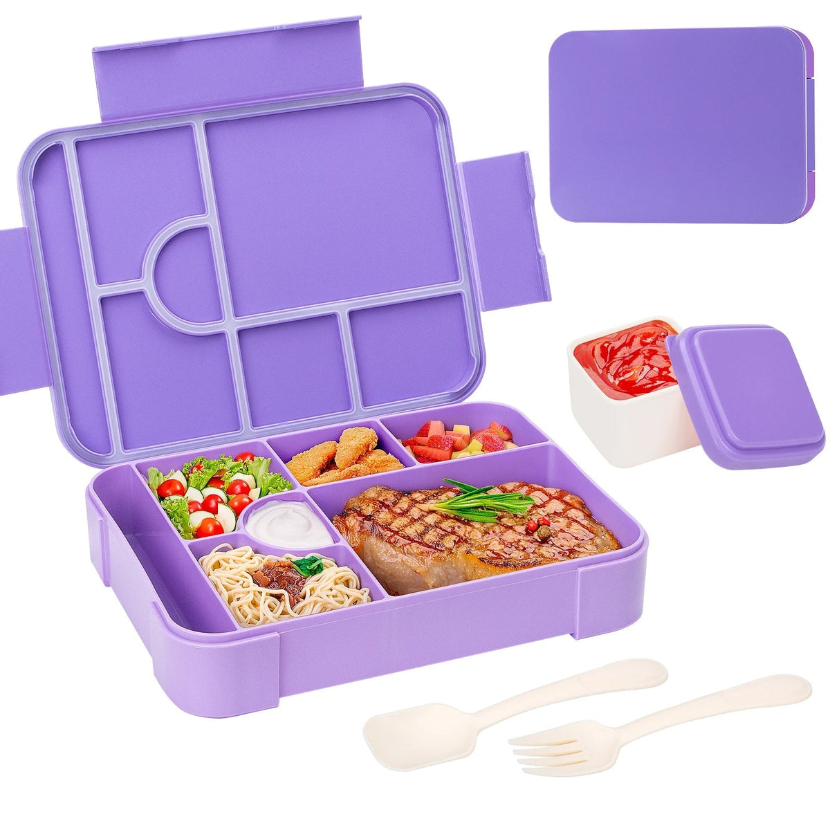 1330ml Large Compartment Bento Lunch Box with Cutlery