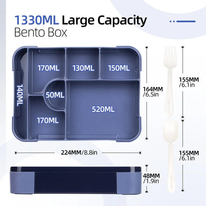 1330ml Large Compartment Bento Lunch Box with Cutlery