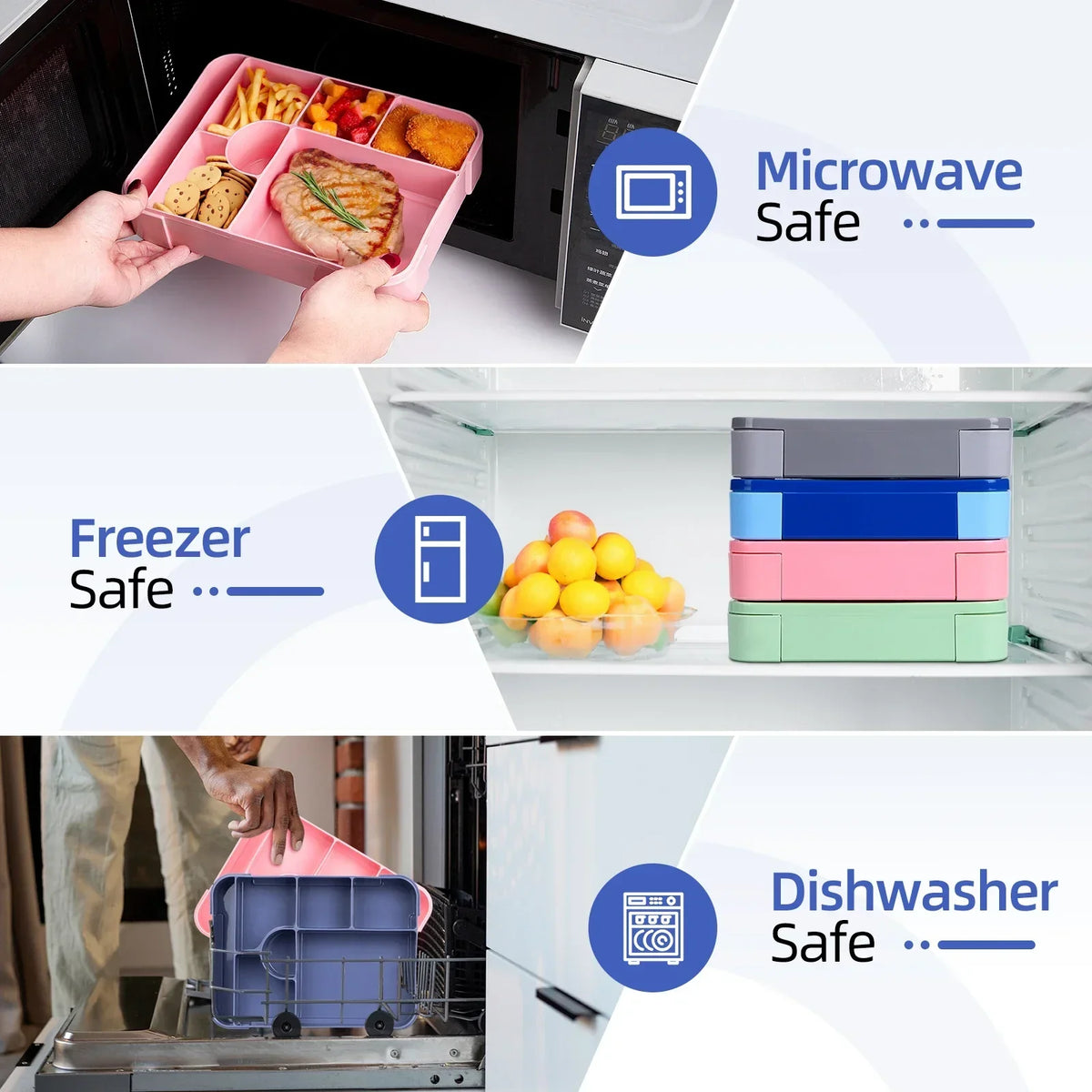 1330ml Large Compartment Bento Lunch Box with Cutlery