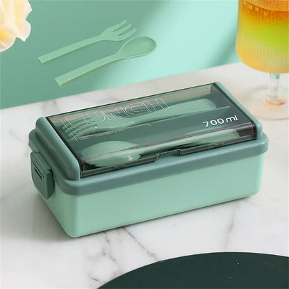 1400ml Double Layer Bento Lunch Box with Fork and Spoon