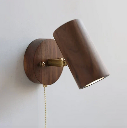 Walnut Wood Adjustable E27 Wall Spotlight