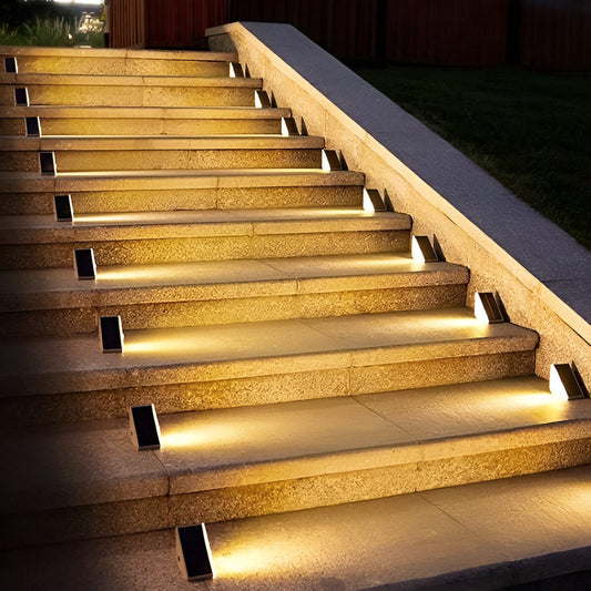 2 Pack Triangular Solar Step Lights Waterproof LED Outdoor Garden Lights