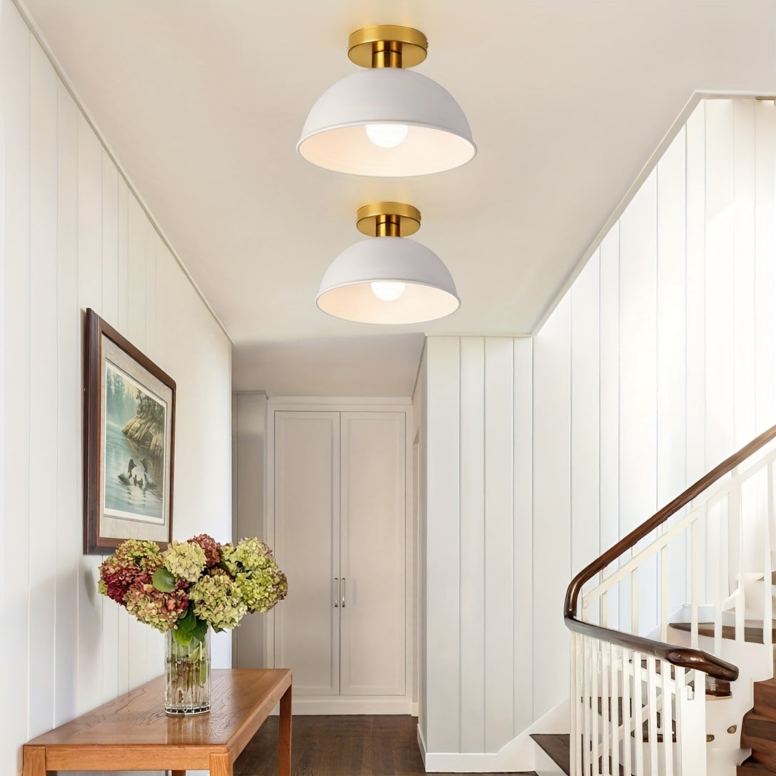 20cm Matte Metal Semi-Flush Ceiling Light with E27 Socket