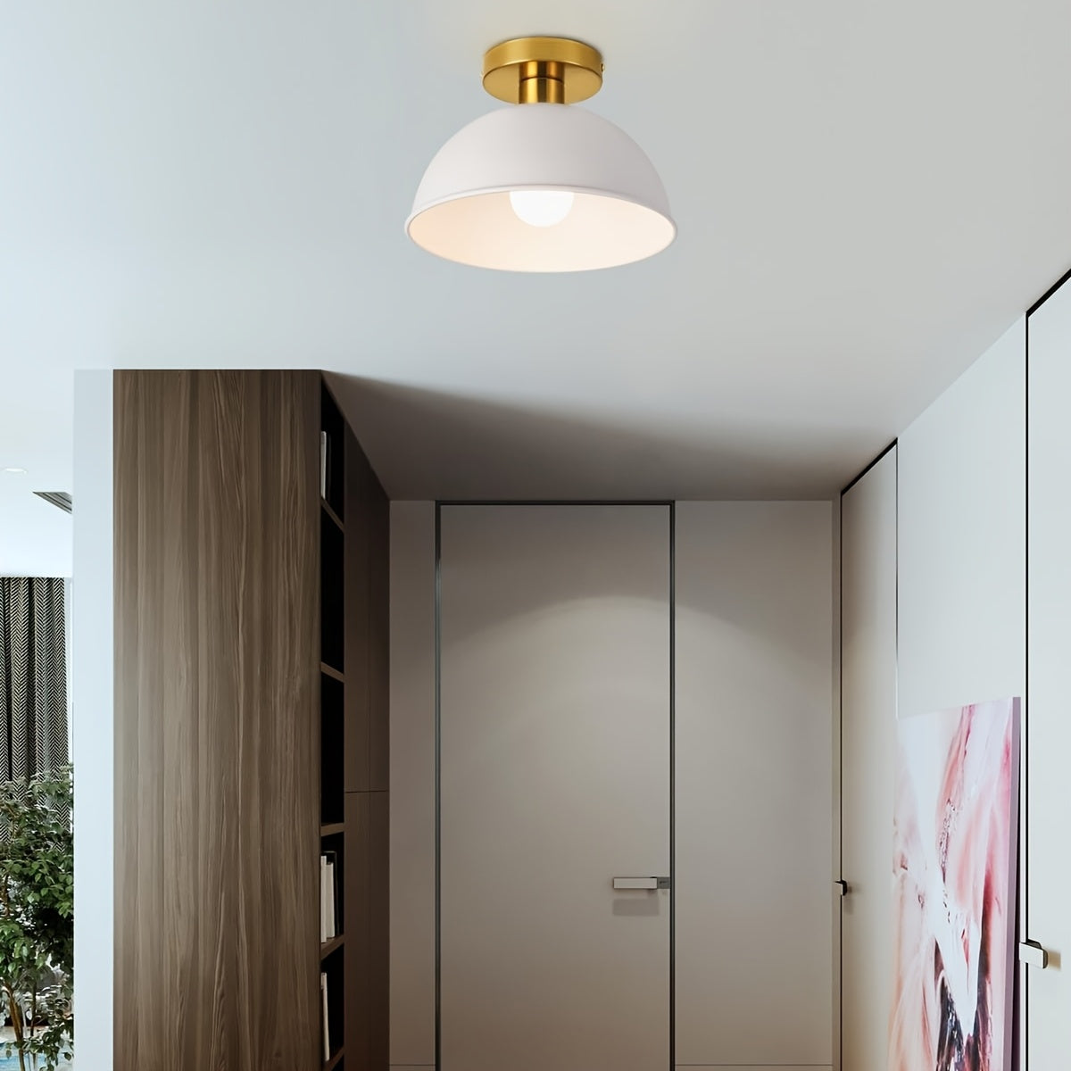 20cm Matte Metal Semi-Flush Ceiling Light with E27 Socket