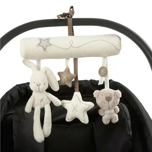 Soft Plush Baby Mobile for Prams and Car Seats – 3 Hanging Toys