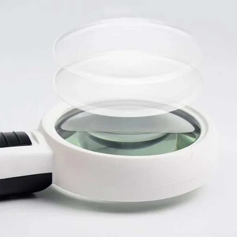 30x Optical Magnifying Glass with Built-In LED Light and Ergonomic Grip