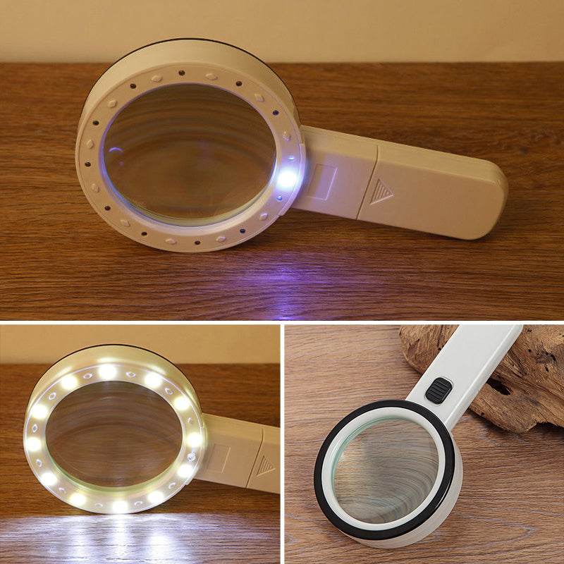 30x Optical Magnifying Glass with Built-In LED Light and Ergonomic Grip