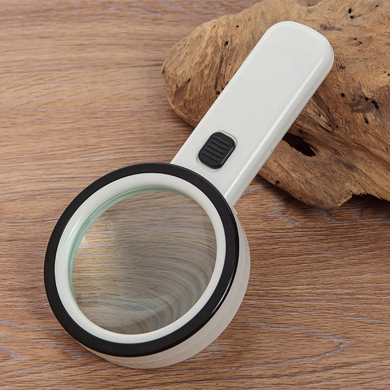 30x Optical Magnifying Glass with Built-In LED Light and Ergonomic Grip