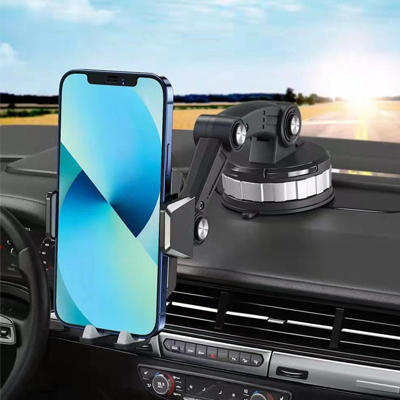 360° Adjustable Suction Phone Holder with Telescopic Arm and One-Hand Lock