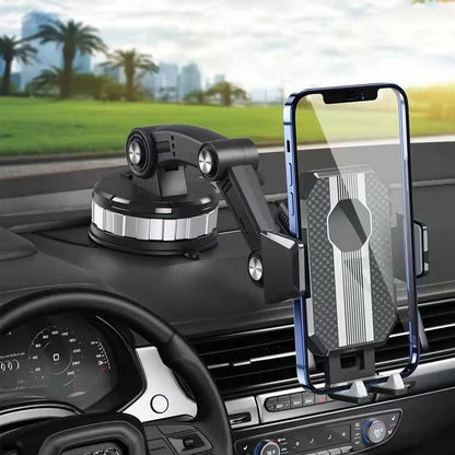 360° Adjustable Suction Phone Holder with Telescopic Arm and One-Hand Lock