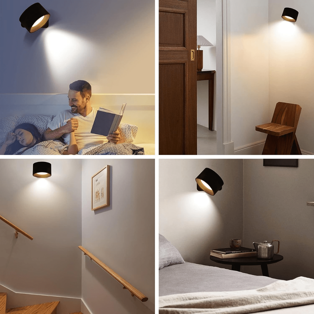 360° Wireless Wall Lamp with USB Charging and Touch Brightness Control