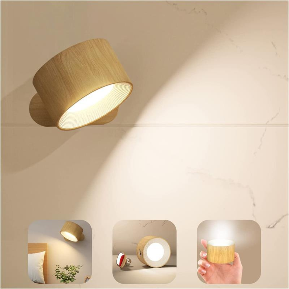 360° Wireless Wall Lamp with USB Charging and Touch Brightness Control