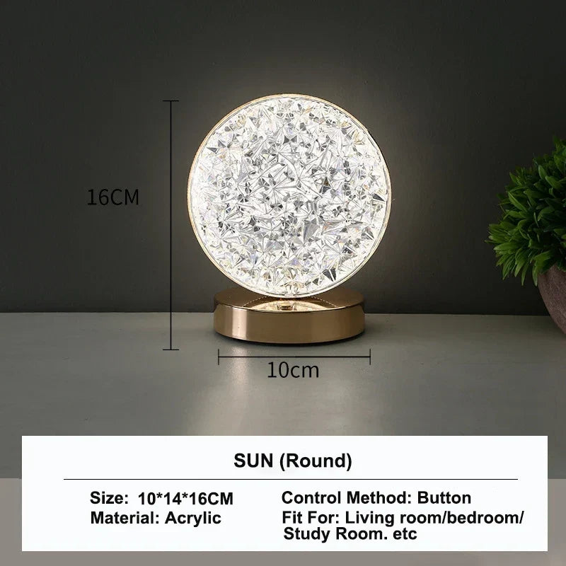 3D Crystal LED Night Light with Touch Dimming