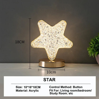 3D Crystal LED Night Light with Touch Dimming