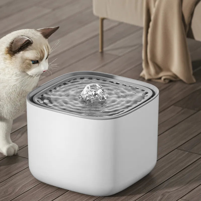 3L Pet Water Fountain with Quiet Pump and Filtered Water Flow