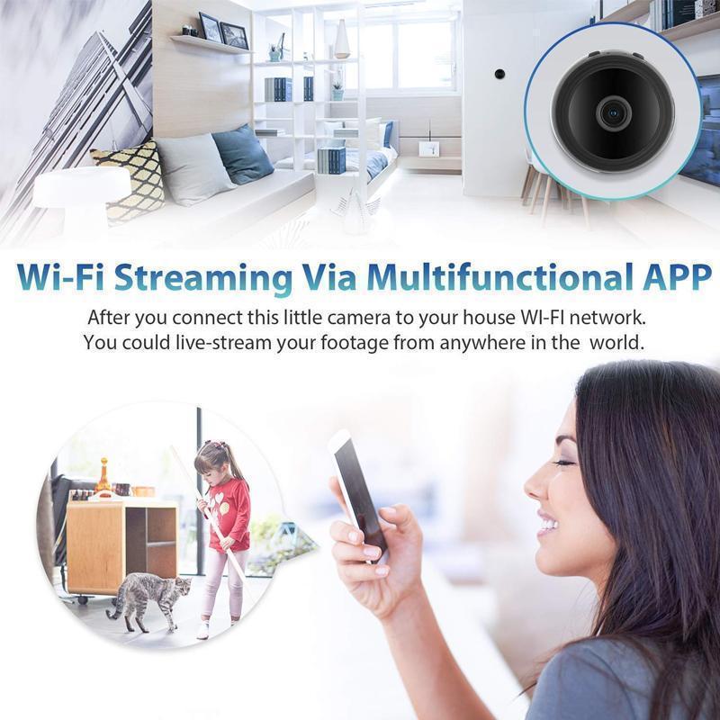 480p Magnetic WiFi Mini Camera with Night Vision and 360° Mount