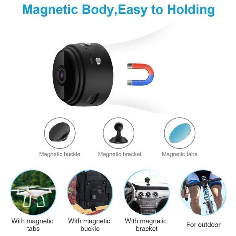 480p Magnetic WiFi Mini Camera with Night Vision and 360° Mount