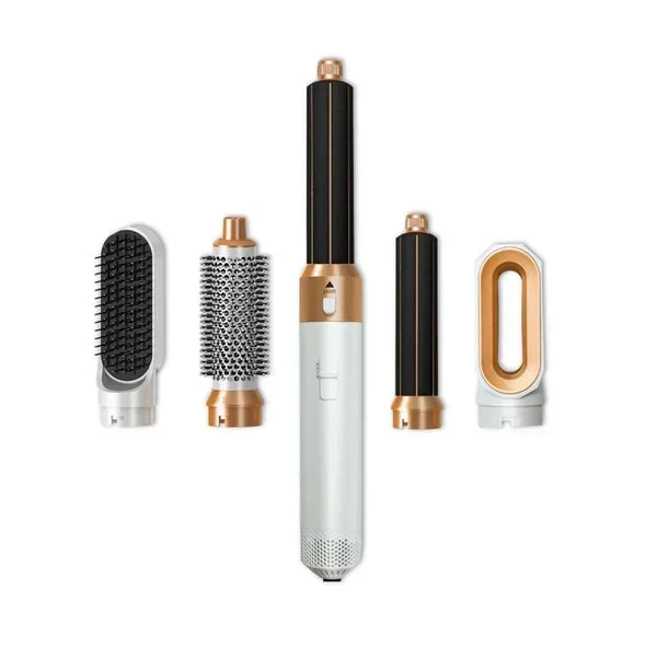 5-in-1 Hair Styling Tool with Interchangeable Heads for Curling, Straightening and Drying