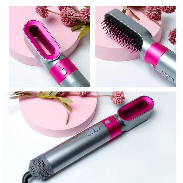 5-in-1 Hair Styling Tool with Interchangeable Heads for Curling, Straightening and Drying