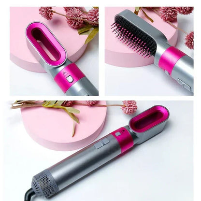 5-in-1 Hair Styling Tool with Interchangeable Heads for Curling, Straightening and Drying