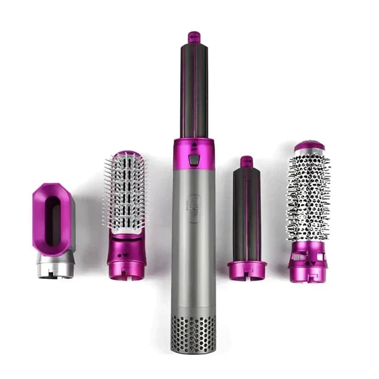 5-in-1 Hair Styling Tool with Interchangeable Heads for Curling, Straightening and Drying