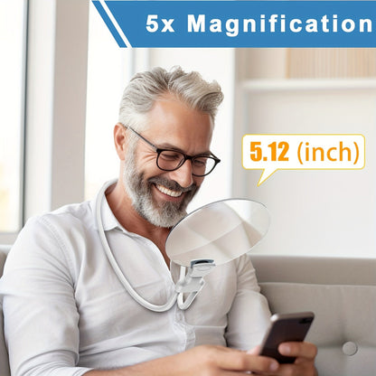 5X Magnifying Glass with Adjustable Hands Free Neck Design