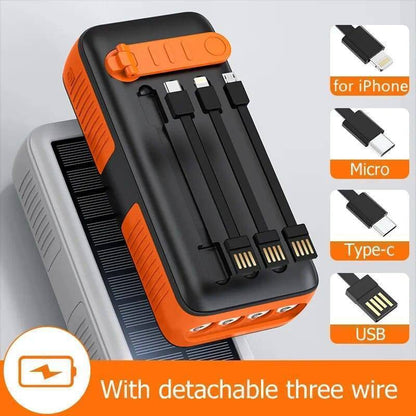 61200mAh Solar Hand Crank Power Bank with Dual USB Outputs and LED Flashlight