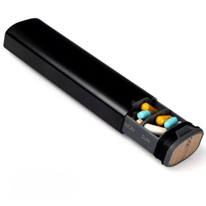 7-Day Pill Organizer with Sealed Compartments and Engraved Days