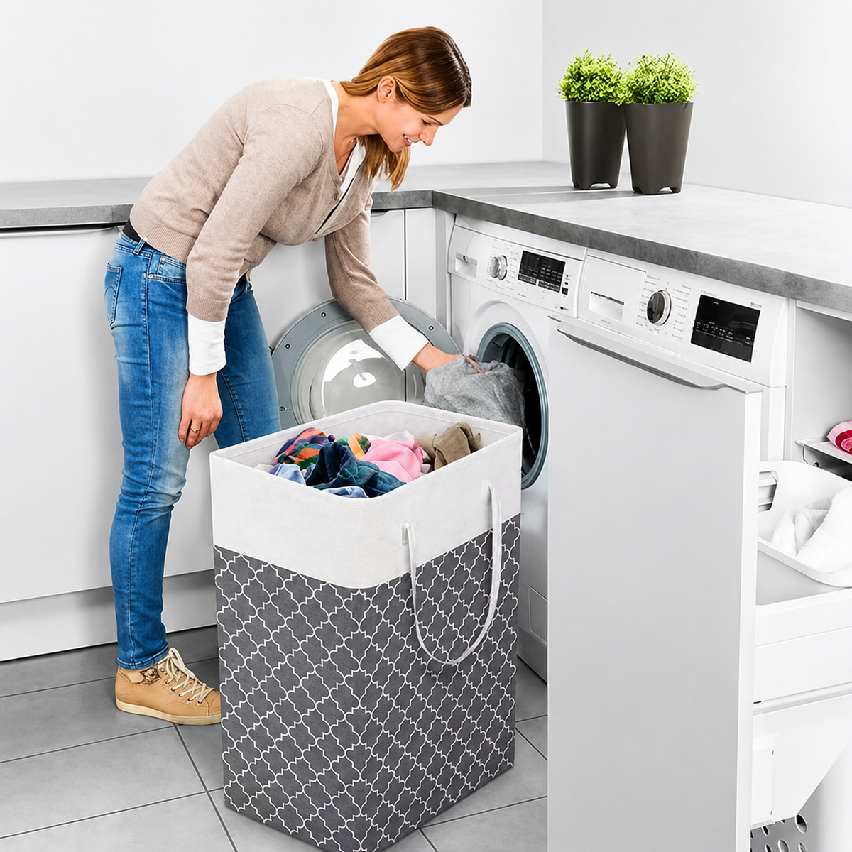 75L Waterproof Foldable Laundry Hamper with Handles