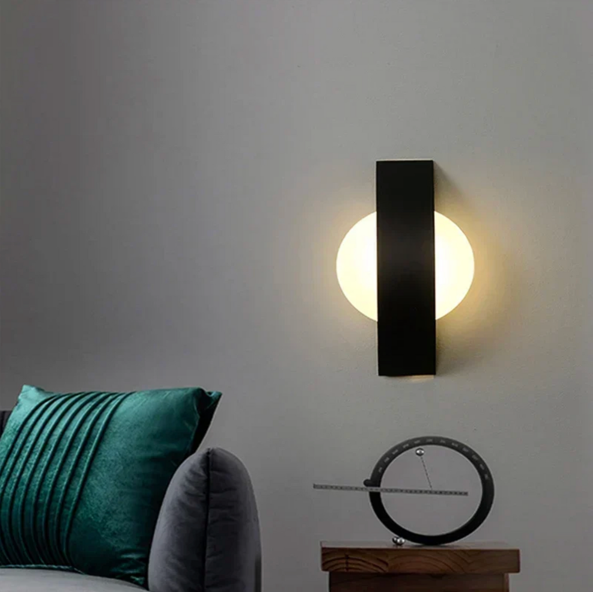 Acrylic Globe LED Wall Light with Iron Frame