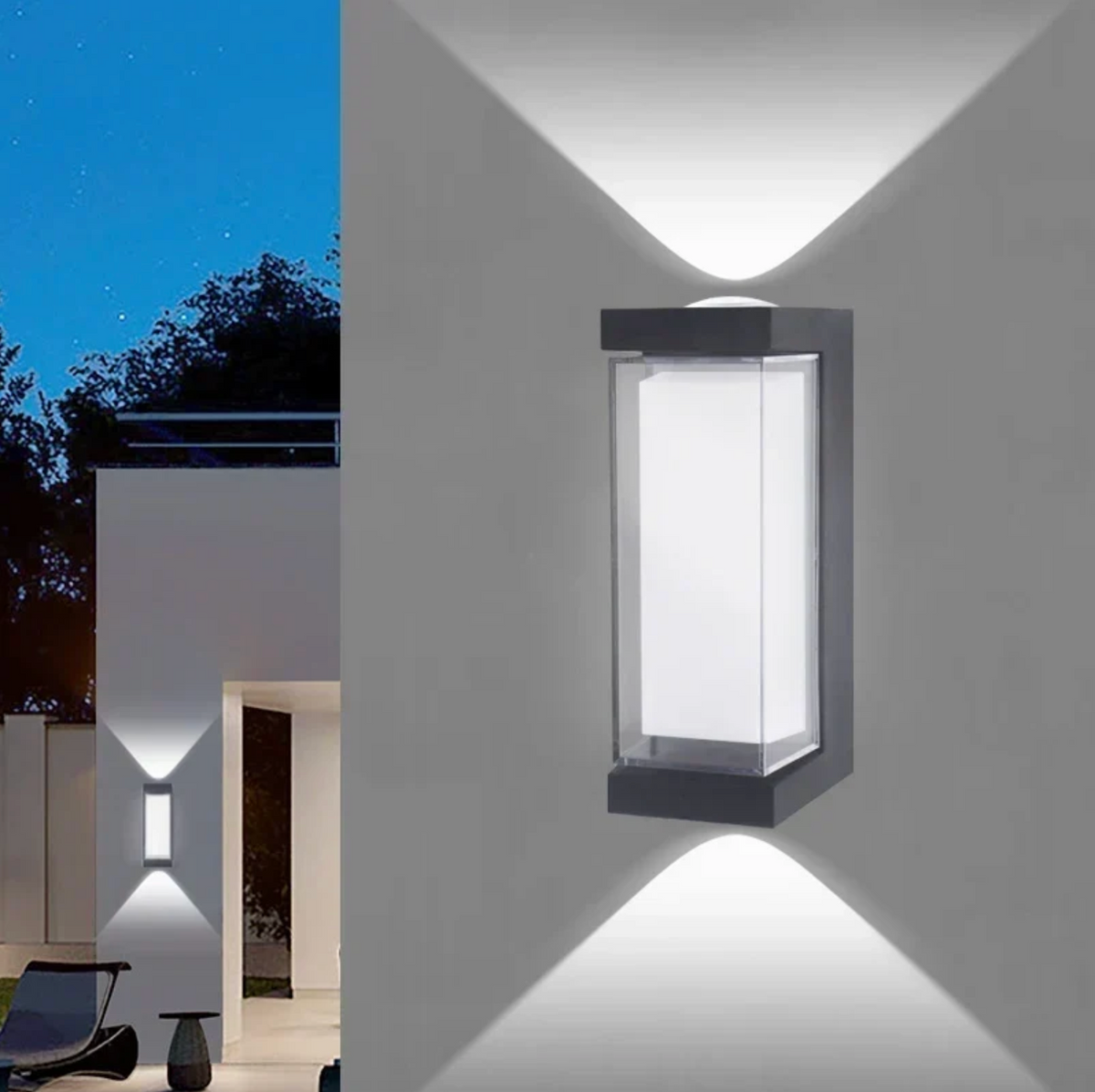 Lámpara de pared LED de aluminio negro con luz hacia arriba y hacia abajo