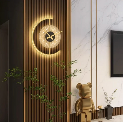 LED Wall Clock with Integrated Sconce Light