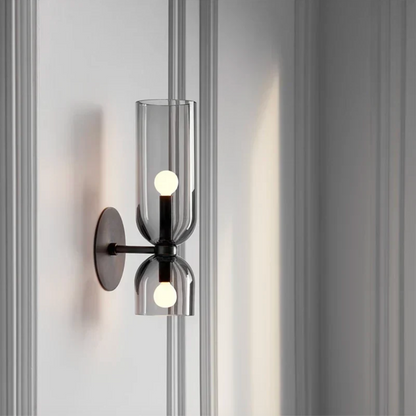 Smoked Glass Tube Wall Lamp with Dual Light