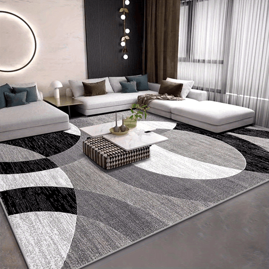 Abstract Geometric Velvet Area Rug with Non-Slip Backing