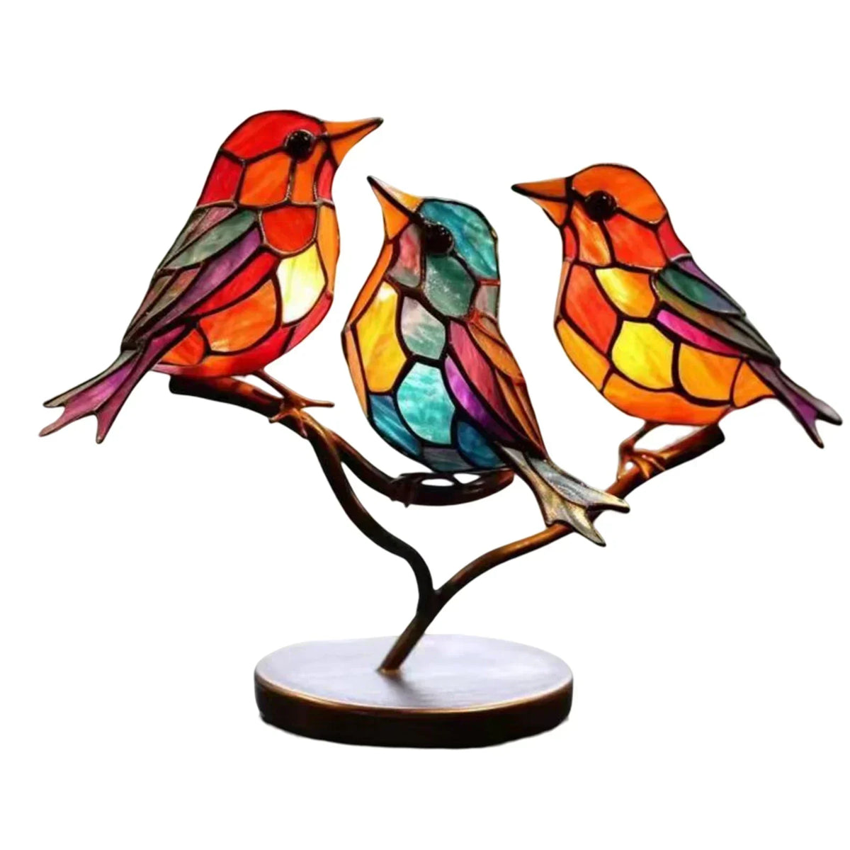 Acrylic Bird Sculpture on Branch for Indoor Home Decor