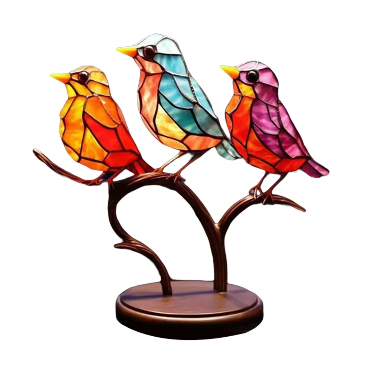 Acrylic Bird Sculpture on Branch for Indoor Home Decor