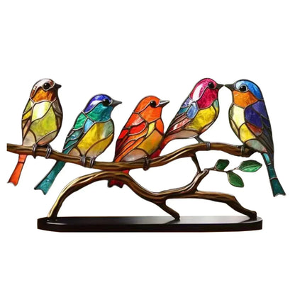 Acrylic Bird Sculpture on Branch for Indoor Home Decor