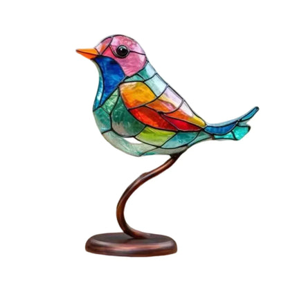 Acrylic Bird Sculpture on Branch for Indoor Home Decor