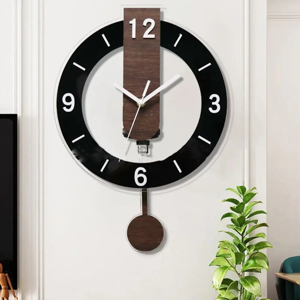 Acrylic and Wood Pendulum Wall Clock with Silent Quartz Movement