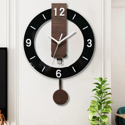 Acrylic and Wood Pendulum Wall Clock with Silent Quartz Movement