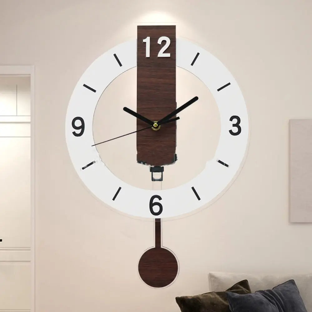 Acrylic and Wood Pendulum Wall Clock with Silent Quartz Movement
