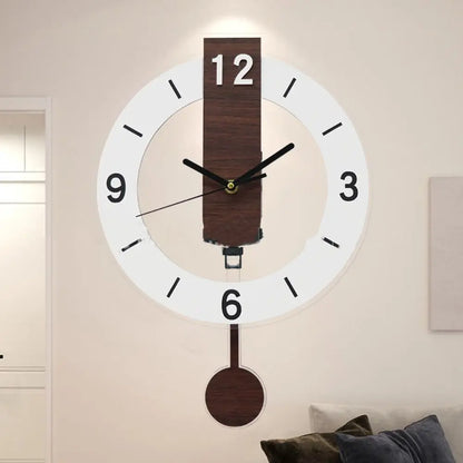 Acrylic and Wood Pendulum Wall Clock with Silent Quartz Movement